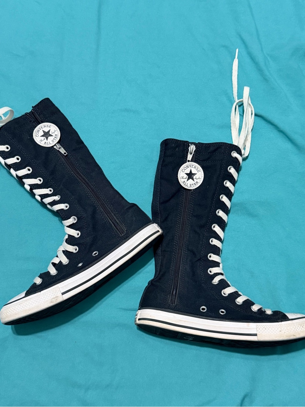 Converse Chuck Taylor All Star XXHi Knee High Zip Boots Black Youth 3 A12756C